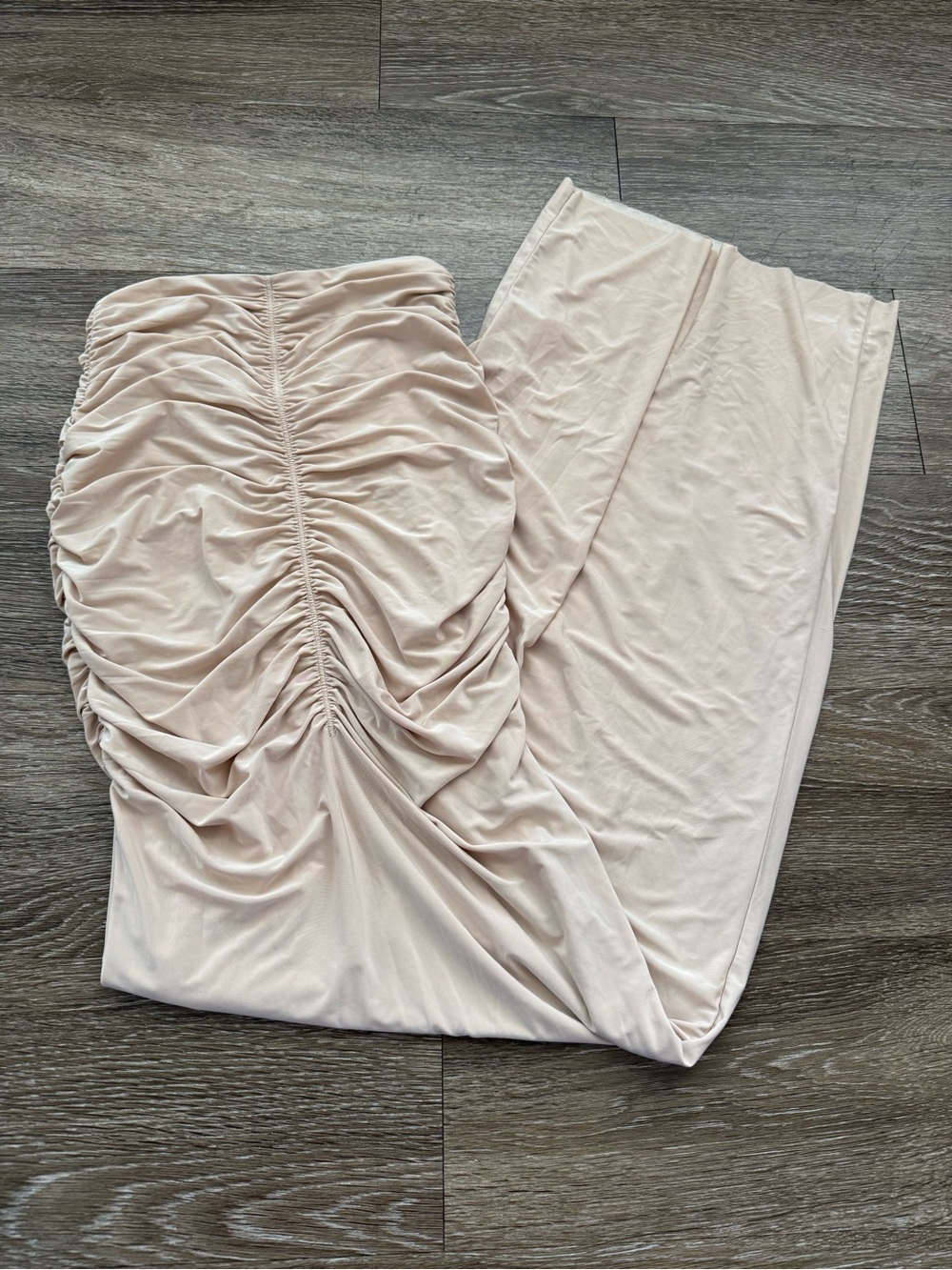 Naked Wardrobe Hourglass Ruched Maxi Skirt Taupe - Picture 5 of 5